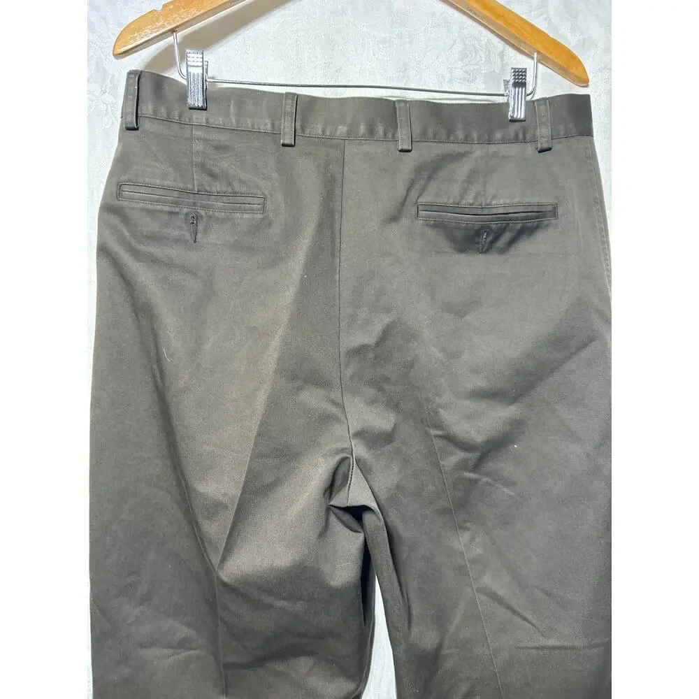 Nordstrom Pants 36x33 Brown Pleated Smartcare Cotton Actual 36x30